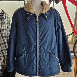 Vtg 70s Mighty Mac Nylon Deck Jacket Sherpa Collar T-Bar Zipper USA XL